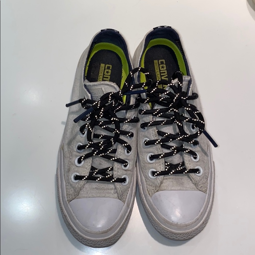 White limited edition converse with 3M detailing